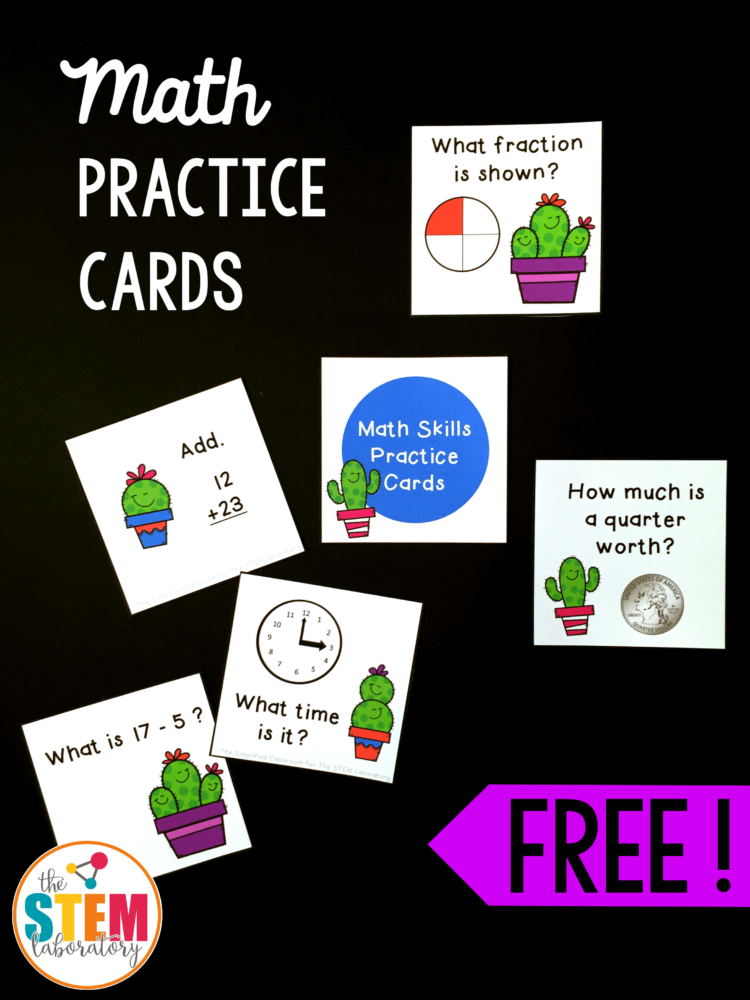 Cactus Math Skills Practice Cards